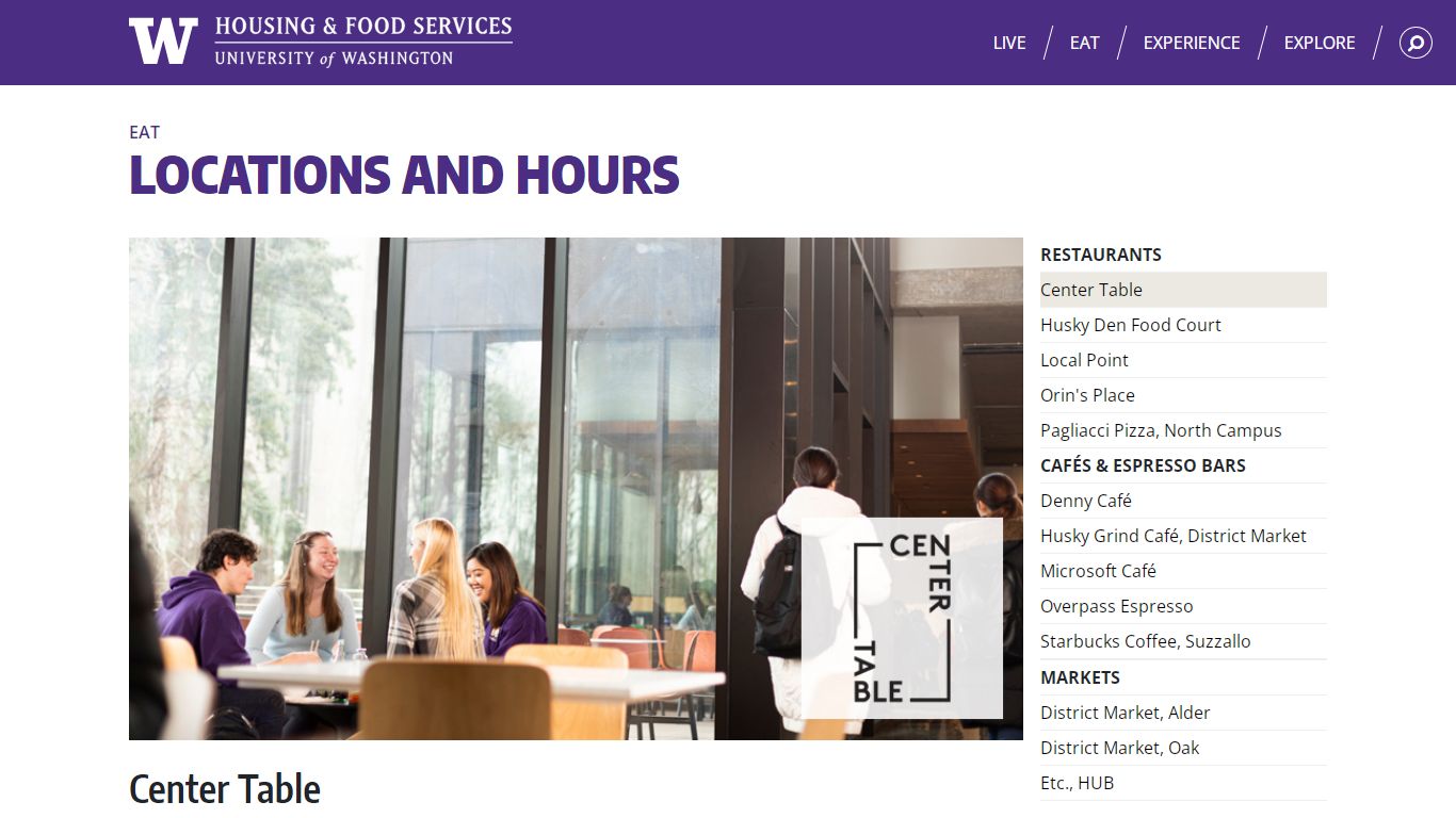 Center Table - UW HFS - University of Washington